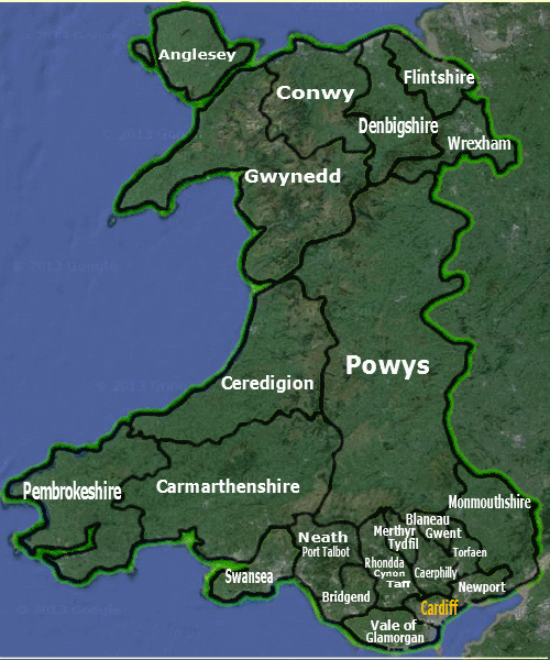 Map of Wales